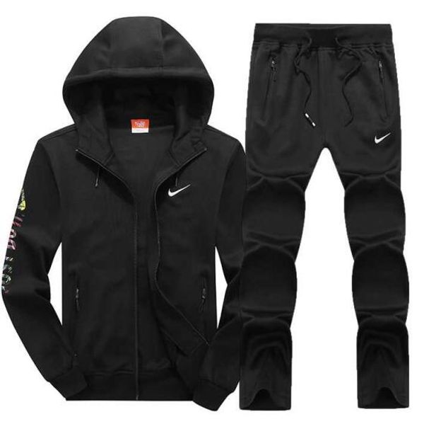 

hooded jogging suit version spring autumn mens designer tracksuits print zipper suit +pants mens casual sweatshirt sport suits, Gray