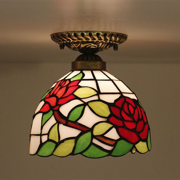 

8 inch european stained glass ceiling lamp vintage ceiling lights for living room corridor aisle blacony luminaire plafonnier led