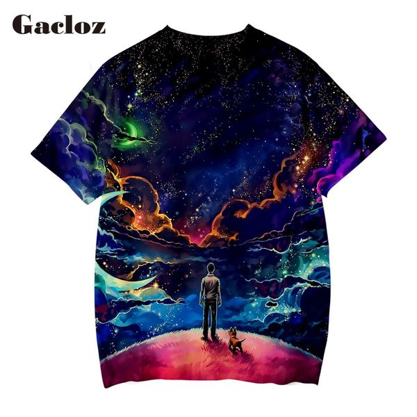 

gacloz 3d tshirt men space starry sky dog print tees shirt short sleeve summer plant casual 2019 fashion plus size s - 4xl, White;black