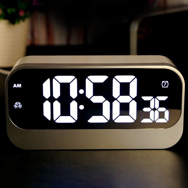 

gift mirror surface easy operate modern bedroom alarm clock abs decorative office adjustable brightness digital display desktop