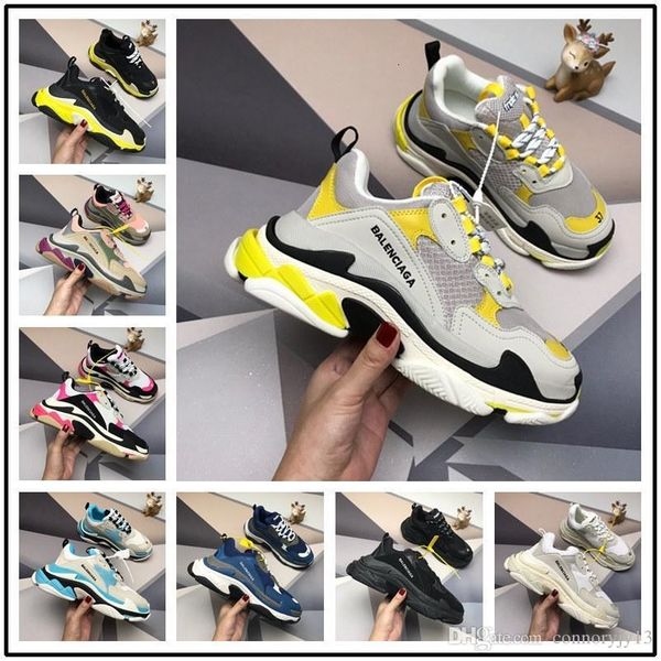 

newst triple s fashion design shoes platform sneakers for men women luxury black bred white green pink mens casual shoe outdoor walking
