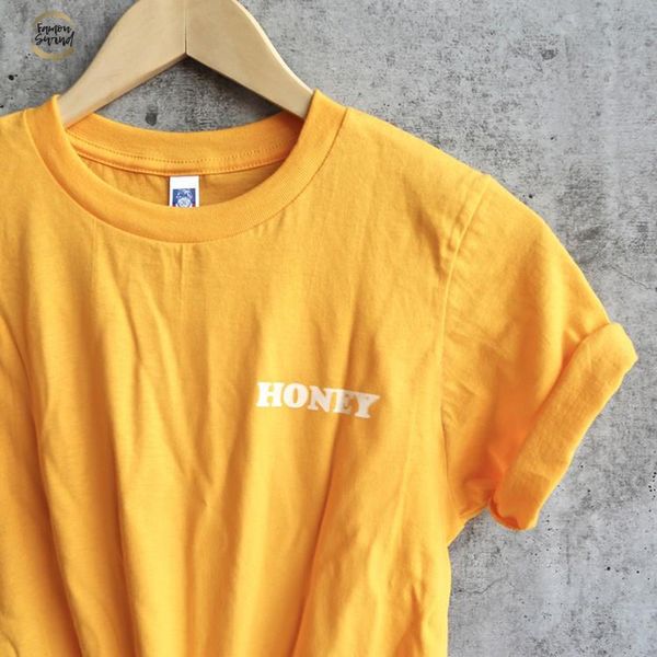 

honey yellow clothing t shirt casual honey slogan letter harajuku tee cotton aesthetic girl summer outifts o neck t shirt, White