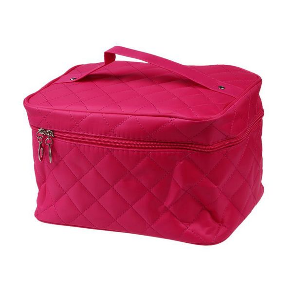 

new zipper cosmetic storage make up bag handle train case purse-s rose red