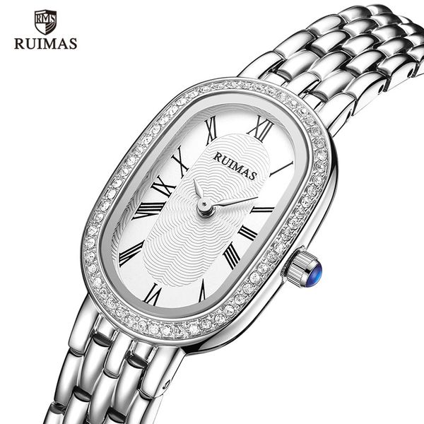 

ruimas bracelet watches quartz women ladies luxury wristwatch relogios feminino brand fashion waterproof clock oval dial 558, Slivery;brown