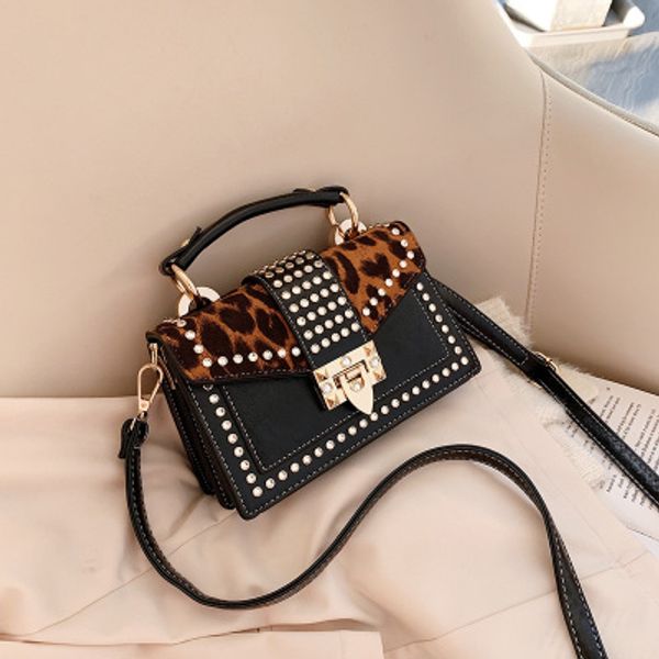 

fashion lady's bag leopard handbags for woman 2020 leather shoulder bag rivet woman hand sac a mai