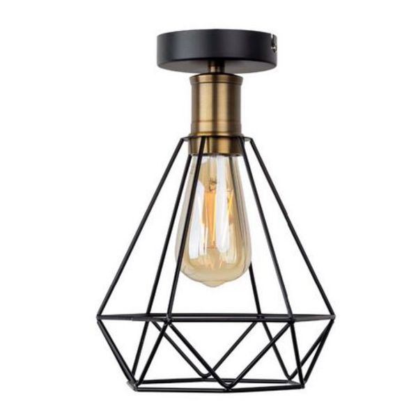 Ferro Vintage Luz gaiola teto LED Sombra Modern industrial lâmpada do teto Nordic Iluminação gaiola Fixação Home Living Room Decor MYY