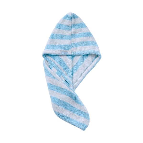

microfiber stripes hair drying towel wrap absorbent coral velvet shower bath hat