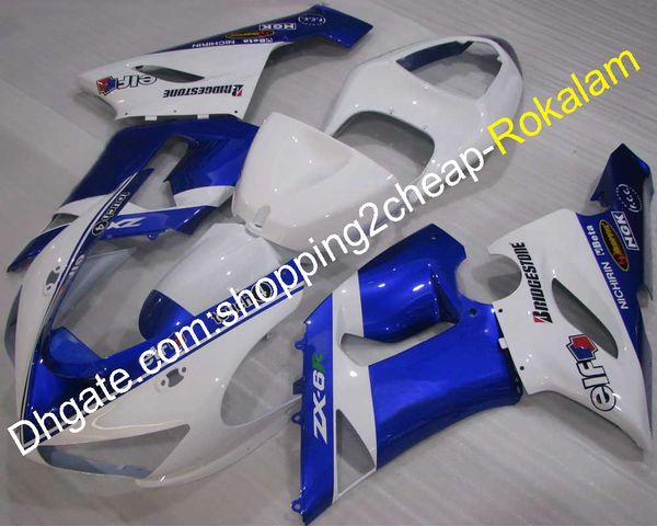 

motorcycle for kawasaki 2005 2006 cowling zx 6r zx-6r zx6r 636 05 06 motorbike fairing aftermarket kit blue white (injection molding)
