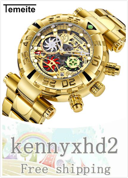 

new steel band military watch luminous waterproof multi-function watch movement timing meter, Slivery;brown
