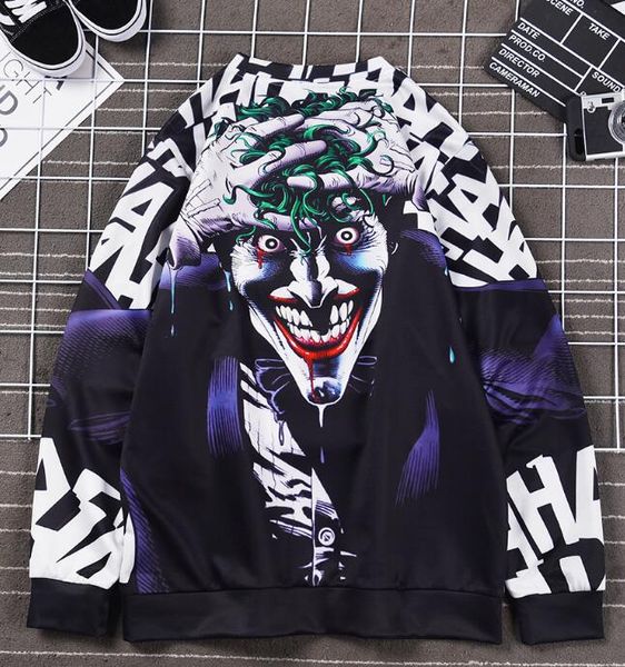 

дизайнер новый хип-хоп рок воротник рубашки дьявол кровавый принт свитер мужчины большой размер смешные творческие рубашки весна и осень сво, Black