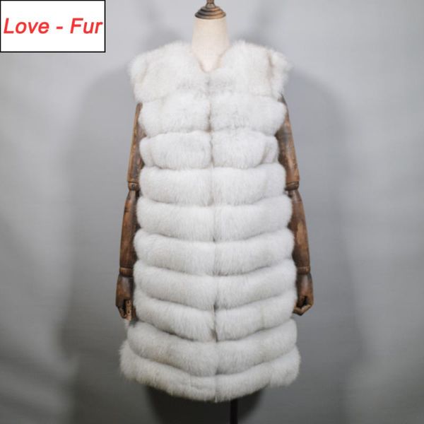 

women brand long style winter thick warm real genuine fur vest 100% real fur gilets outwear waistcoat plus size, Black