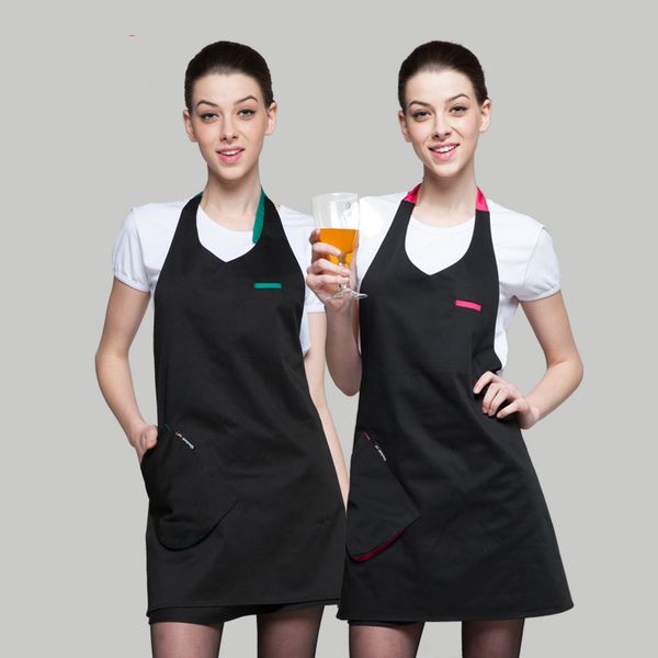

fashion restaurant kitchen cafe shop waiter uniform black overalls work wear home furnishing waist aprons for woman