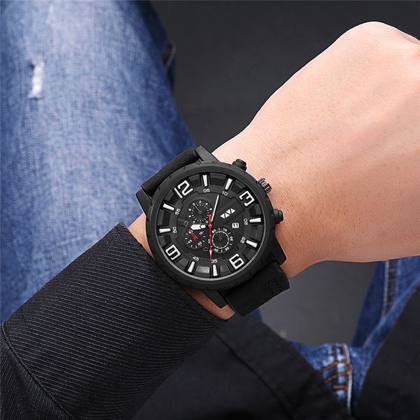 

men sport watch small dial decoration watch men waterproof date display large digital scale quartz wristwatch reloj hombre, Slivery;brown