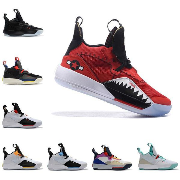 

2019 mens brand fashion basketball shoes 33 future of flight 33 tech pack 33s black dark smoke grey sail sneakers size 36-45