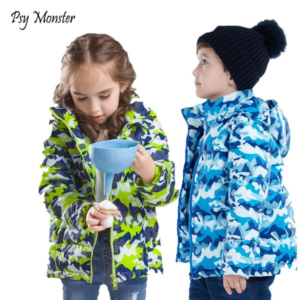 

winter boys girls warm white duck down jacket children's windproof jacket winter boys camouflage paragraph down snowcoat, Blue;gray