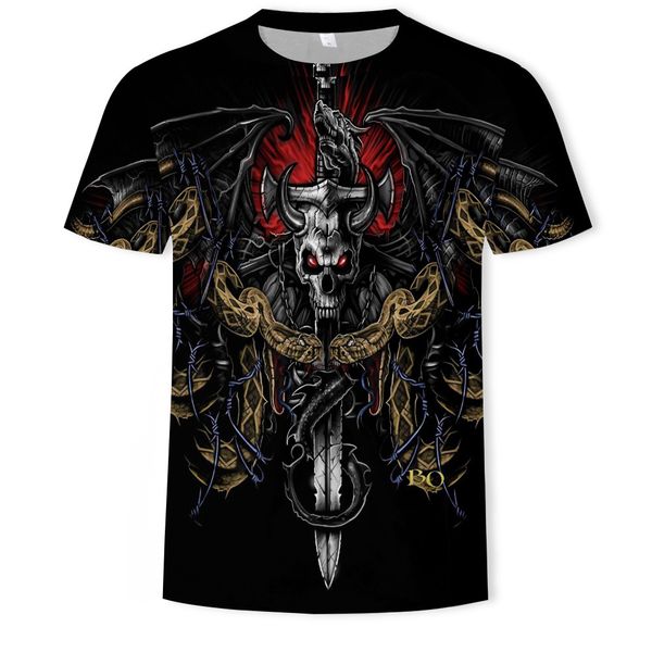 

mens designer skeleton 3d digital printing t-shirt fashion duan, White;black