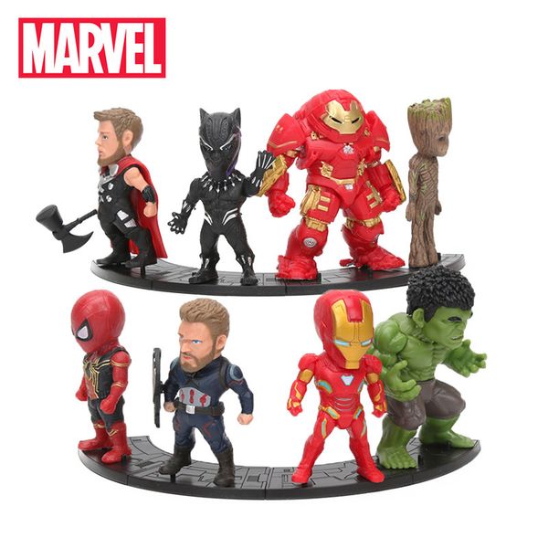 

8 шт. / Компл. Marvel Toys 8-10 см Мстители Эндшпиль Танос Ironman Человек-Паук Hulkbuster Черная Па