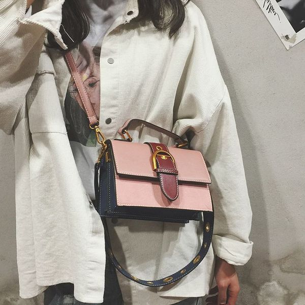 

bags for women 2018 fashion new quality pu leather women bag hit color portable shoulder messenger bag travel tote crossbody