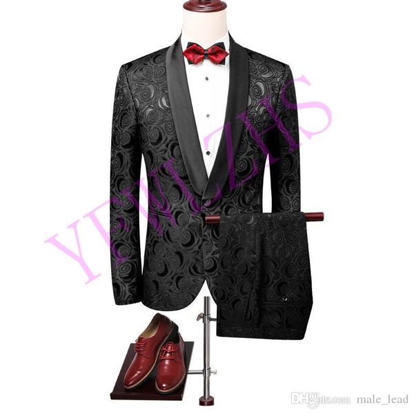 

handsome groomsmen shawl lapel groom tuxedos mens wedding dress man jacket blazer prom dinner 2 piece suit(jacket+pants+tie) 454, Black;gray