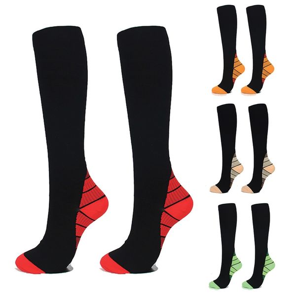 

men women compression socks fit for sports compression socks for anti fatigue pain relief knee high stockings, Black