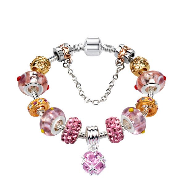 

розовый жемчуг diy браслет ювелирные изделия для женщин пандора стиль европейский браслет из бисера ювелирные изделия, Black