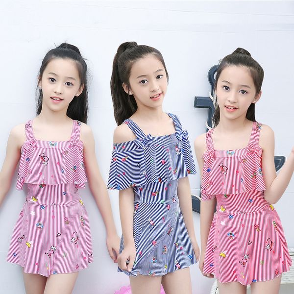 

middle and large children's boxer girls spring one-piece skirt dress swimsuit swimsuit style, White;black