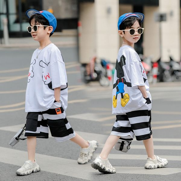 

male clothing western style boy 2020 summer clothes children's suit medium and large children's clothes handsome fashion