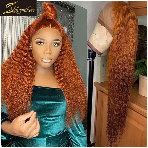 

glueless 250 density brazilian honey blonde kinky curly 13Ã6 lace front human hair wigs for women brown frontal wig pre plucked, Black;brown