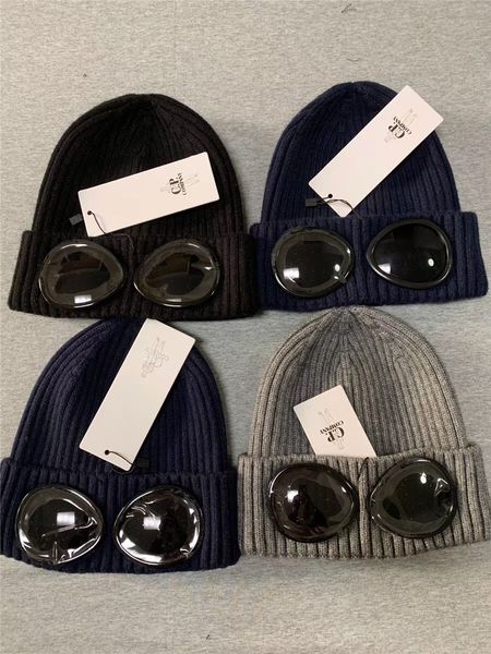 

2019 cp company beanies two glasses men autumn winter knitted skull caps outdoor sports warm hats women beanies black grey bonnets, Blue;gray