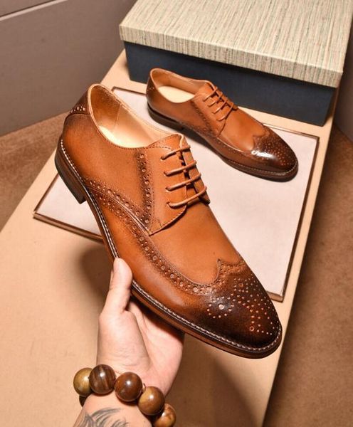 

orignal box] luxury new louise mens italy oxfords buffalo hide leather lace up wedding business dress shoes size 38-44, Black