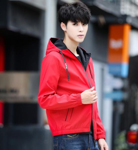 

autumn men's jacket fashion designer thin men hooded slim jackets youth casual stylish coat m-5xl long sleeve clothing quality, Black;brown