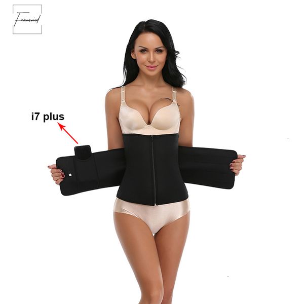 

body shapers waist trainer tummy trimmer firm zipper neoprene cincher fitness abdominal slimming corset belt drop shipping, Black;white