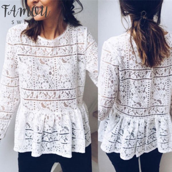 

womens clothing fashion cap sleeve women summer loose casual chiffon long sleeve lace shirts blouse drop shipping, White