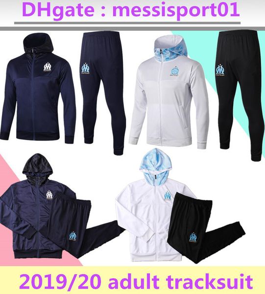 

olympique de marseille tracksuit training suit 2019/20 soccer hooded jacket payet l.gustavo thauvin men 19 20 om tracksuit jacket suit, Black