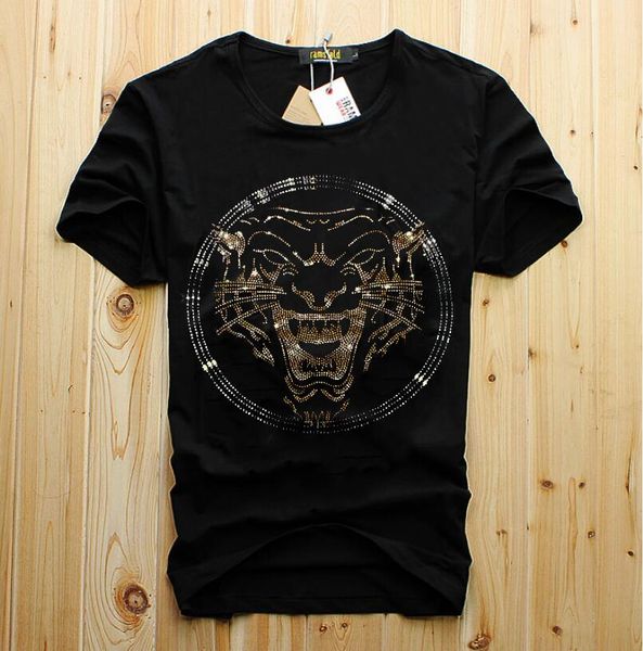 

wholesale men luxury diamond design tshirt fashion t-shirts men funny t shirts brand cotton and tees cn, White;black