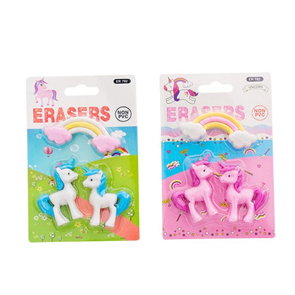 

3pcs/pack cute rainbow pink unicorn shape eraser kawaii stationery school office party supplies gift girl student kids gift