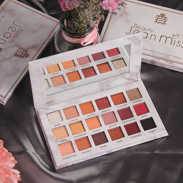

18 color eye shadow palette marble make up earth color matte shimmer beauty cosmetic for beginner girl eyeshadow plate