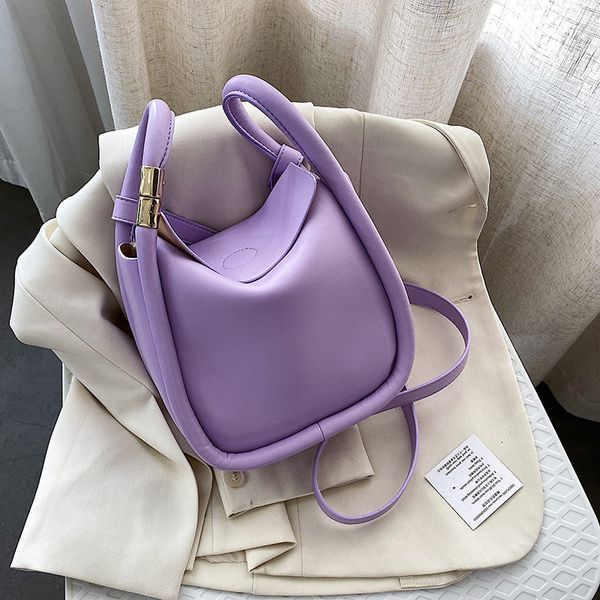 

solid color pu leather bucket bags for women 2020 summer simple lady crossbody shoulder handbags lady fashion totes