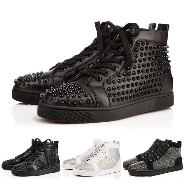 

2019 new designer mens women party lovers genuine studded spikes flats shoes for leather sneakers wholesale 35-46, Black