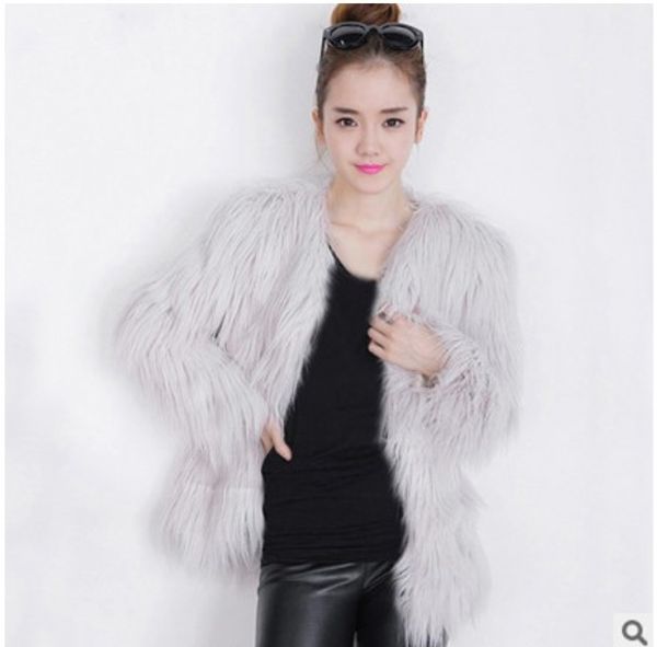 

2019 vetement vetement women's faux fur coat femme furry artificial fur outwear furry oversize fake overcoat aw151, Black