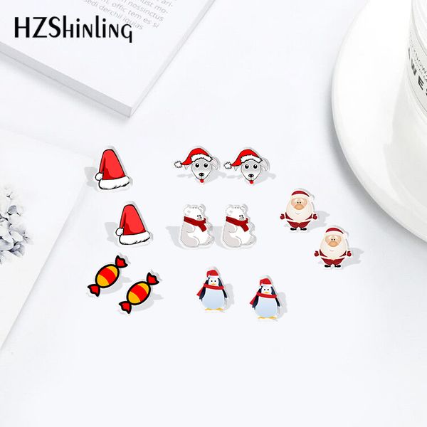 

new coming christmas candy hats acrylic stainless steel animal shrinky dinks earrings resin earrings jewelry epoxy, Golden;silver