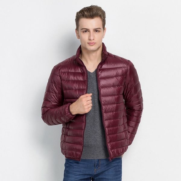 

new autumn white duck down jacket men fashion stand collar slim fit light jacket plus size s-4xl autumn down coat male, Black