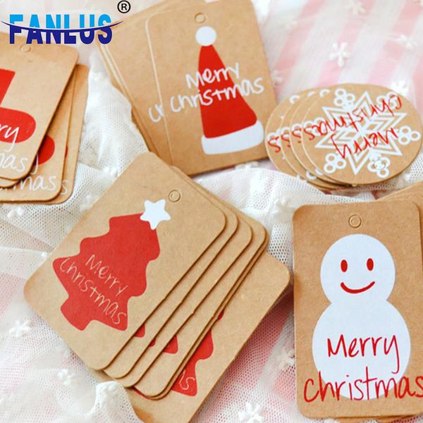 

100шт / серия счастливого рождества крафт тэг бумага украшение украшение для партии главной faovrs xmas trees украшение чулок deco