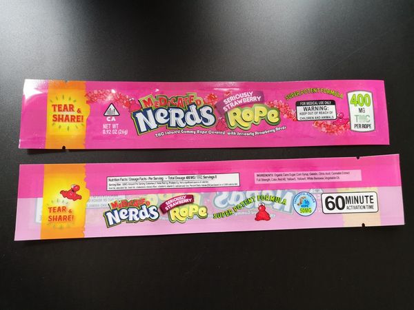 

Nerds Rope Bag Plastic Gummy Candy Bag Edibles Empty Flower Packaging Retail Package Smell Proof Mylar Bag 7 Styles DHL