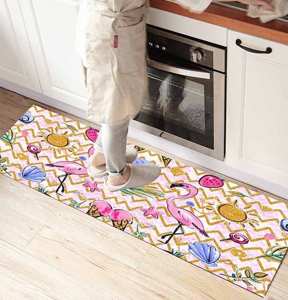 

else pink flamingo summer fruits 3d print non slip microfiber kitchen counter modern decorative washable area rug mat