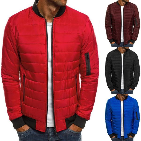 

heflashor autumn men windbreaker jacket casual striped slim parka solid fashion overcoat men thick clothes zipper jackets 2019, Black