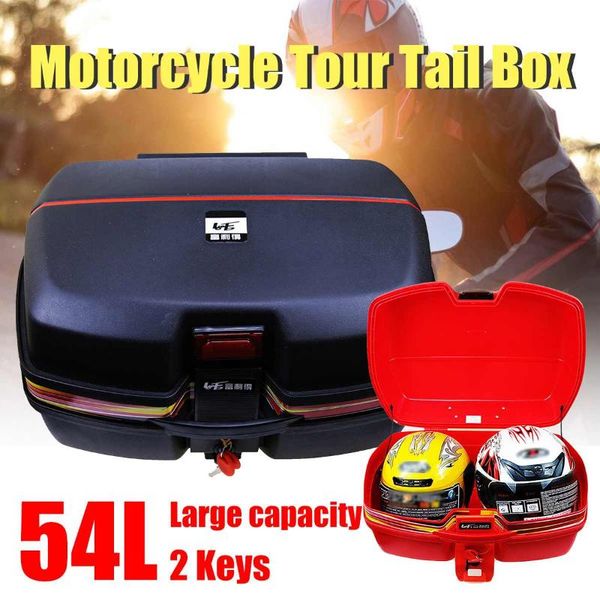 

56*42*32cm 54l motorcycle rear trunk large capacity for double helmet motorcycle tour tail box trunk with secure latch fashion