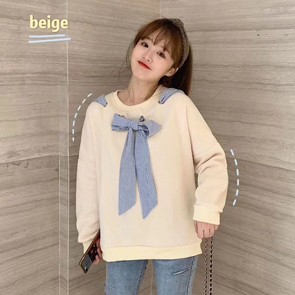 

fashion brand sweet autumn style bow long sleeve pullovers fashion brand women's clothing hoodies korean sweet sweatshirts new, Black