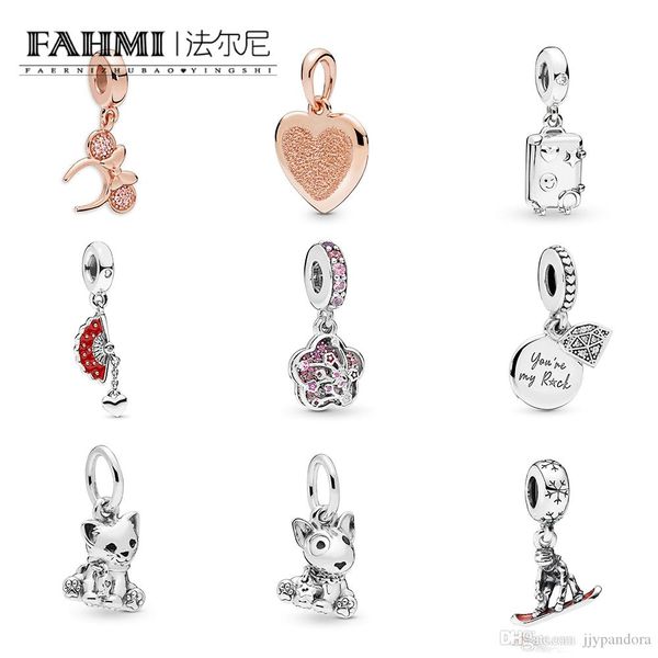 

wpennyi 100% 925 стерлингового серебра 1: 1 cat щенок розовый ушной оголовье длинные персик серии вентилятор сноубордиста болтаться моим кан, Black