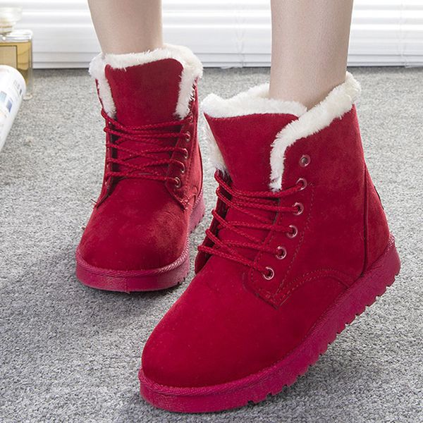 

women boots fashion shoes women winter boots warm fur ankle for winter shoes black red